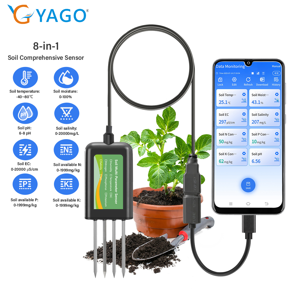 Precision Farming Smart Agriculture - YAGO Bodemsensor 8 in 1 voor
